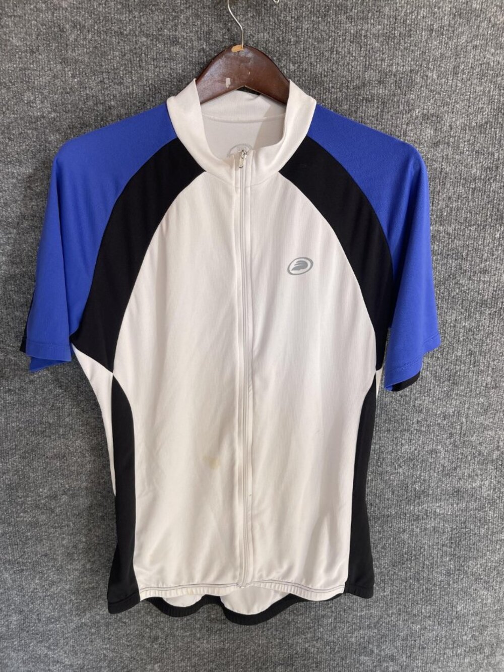Performance Cycling Jersey Mens 2XL White Blue Full Zip Pockets Bike Road